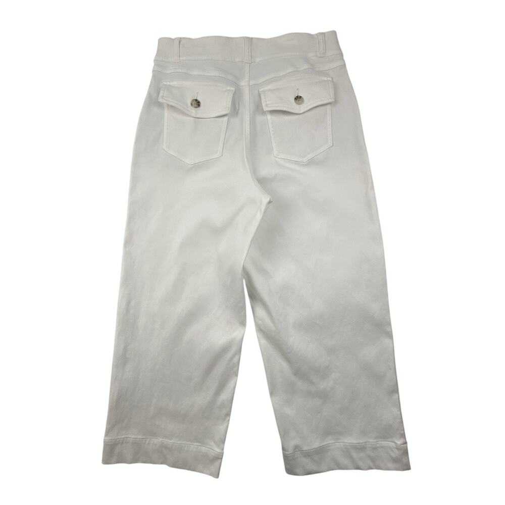 Spanx Pants Bright White Stretch Twill Cropped Wide Leg Pullon Trousers Large - Picture 8 of 16